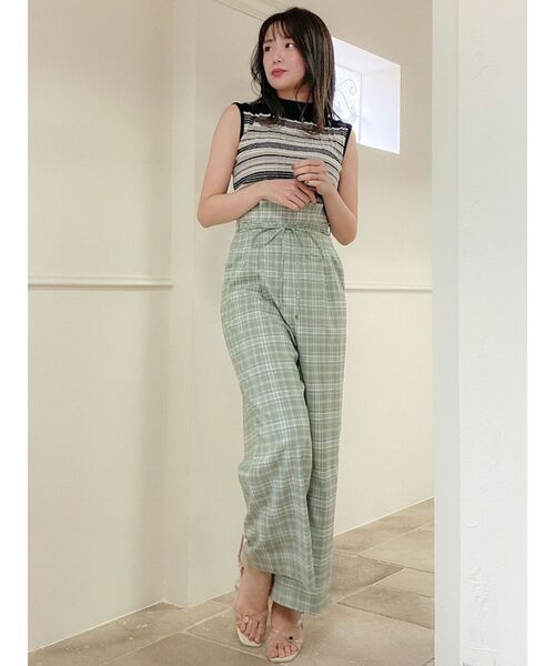 dazzlin（ダズリン）の「2WAYリボンベルトワイドパンツ（その他パンツ・レディース・ネイビー/オフホワイト/グリーン・SMALL/MEDIUM）」の5枚目の写真