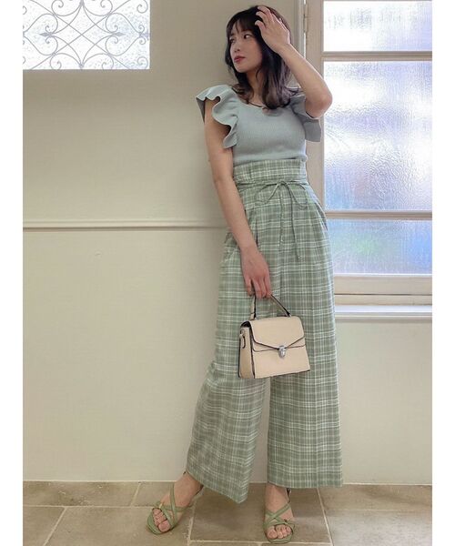 dazzlin（ダズリン）の「2WAYリボンベルトワイドパンツ（その他パンツ・レディース・ネイビー/オフホワイト/グリーン・SMALL/MEDIUM）」の13枚目の写真