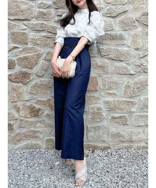 dazzlin（ダズリン）の「2WAYリボンベルトワイドパンツ（その他パンツ・レディース・ネイビー/オフホワイト/グリーン・SMALL/MEDIUM）」の20枚目の写真