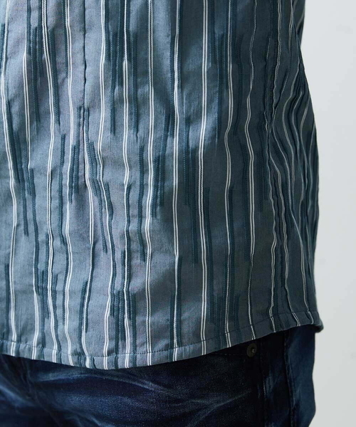 MICHEL KLEIN HOMME (ミッシェルクランオム)の「ストライプタックスタンド七分シャツ(シャツ/ブラウス・メンズ・パープル/ブルー・MEDIUM/LARGE/X-LARGE)」の9枚目の写真