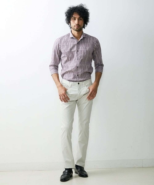 MICHEL KLEIN HOMME (ミッシェルクランオム)の「ストライプタックスタンド七分シャツ(シャツ/ブラウス・メンズ・パープル/ブルー・MEDIUM/LARGE/X-LARGE)」の13枚目の写真