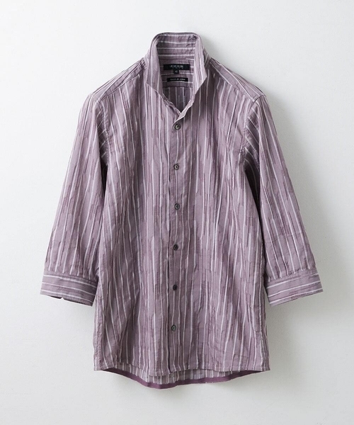 MICHEL KLEIN HOMME (ミッシェルクランオム)の「ストライプタックスタンド七分シャツ(シャツ/ブラウス・メンズ・パープル/ブルー・MEDIUM/LARGE/X-LARGE)」の14枚目の写真
