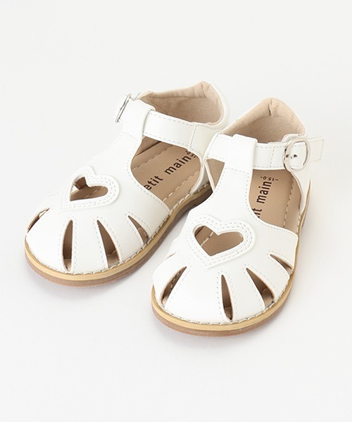 petit main（プティマイン）の「ハートサンダル（スニーカー・キッズ・オフホワイト/シルバー/キャメル・14cm/17cm/16cm/15cm/13cm）」の2枚目の写真