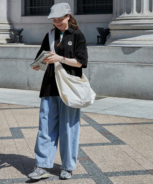 MONO-MART LADY'S（モノマートレディース）の「鹿の子ハーフジップエンブレムワンポイント刺繍ポロシャツ（ポロシャツ・レディース・杢グレー/アイボリー/オリーブ/ネイビー/ブラウン/ブラック・FREE）」の20枚目の写真