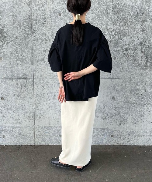 select MOCA by son（セレクトモカバイソン）の「タックスリーブスモックシャツ（シャツ/ブラウス・レディース・ブラック/ホワイト・FREE/SMALL）」の20枚目の写真