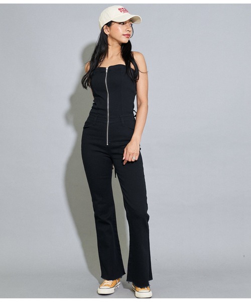 ANAP（アナップ）の「フロントジップレースアップサロペット【親子お揃い】（サロペット/オーバーオール・レディース・ライトブルー/ブラック/グレー・M/S）」の10枚目の写真