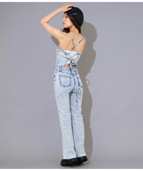 ANAP（アナップ）の「フロントジップレースアップサロペット【親子お揃い】（サロペット/オーバーオール・レディース・ライトブルー/ブラック/グレー・M/S）」の17枚目の写真