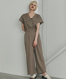 美品 ROSE BUD ワイドコンビネゾン ボートネック ゆったり ベージュ 美品 ROSE BUD ワイドコンビネゾン ボートネック ゆったり