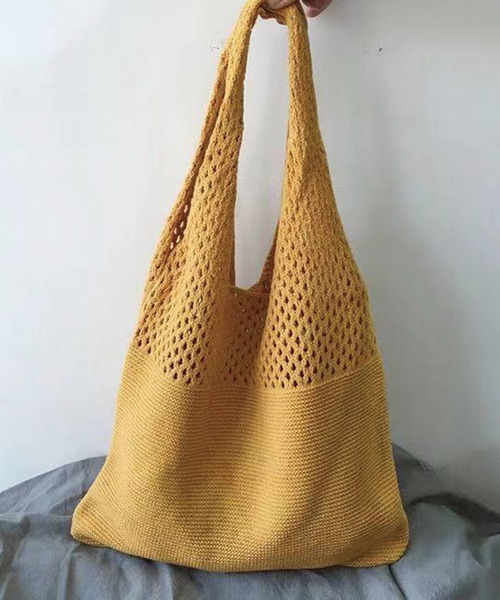 CORNERS（コーナーズ）の「メッシュ編みショルダーバッグ（ショルダーバッグ・レディース・アイボリー/ベージュ/ブラック/ブルー/ブラウン/マスタード/カーキ/パープル・FREE）」の8枚目の写真