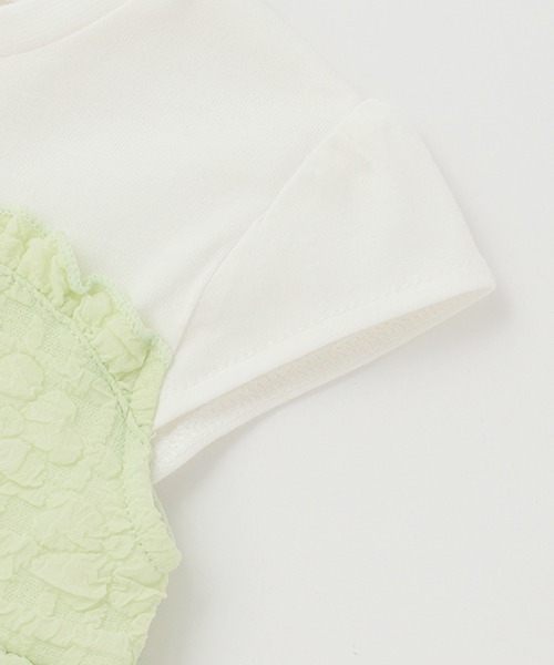 petit main（プティマイン）の「ぽこぽこキャミドッキングT（Tシャツ/カットソー・キッズ・ブラック/オフホワイト/ライトグリーン・110cm/100cm/120cm/90cm/130cm/80ｃｍ）」の4枚目の写真