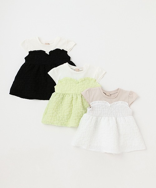 petit main（プティマイン）の「ぽこぽこキャミドッキングT（Tシャツ/カットソー・キッズ・ブラック/オフホワイト/ライトグリーン・110cm/100cm/120cm/90cm/130cm/80ｃｍ）」の6枚目の写真