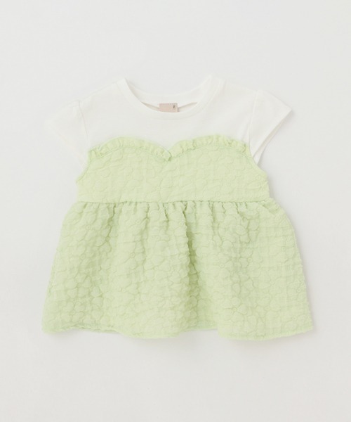 petit main（プティマイン）の「ぽこぽこキャミドッキングT（Tシャツ/カットソー・キッズ・ブラック/オフホワイト/ライトグリーン・110cm/100cm/120cm/90cm/130cm/80ｃｍ）」の16枚目の写真