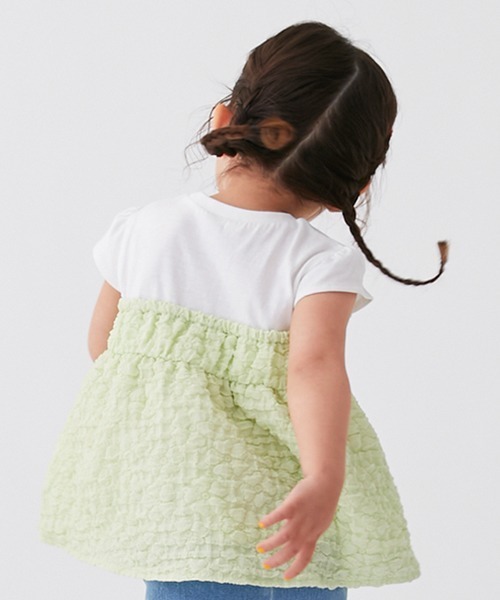 petit main（プティマイン）の「ぽこぽこキャミドッキングT（Tシャツ/カットソー・キッズ・ブラック/オフホワイト/ライトグリーン・110cm/100cm/120cm/90cm/130cm/80ｃｍ）」の14枚目の写真
