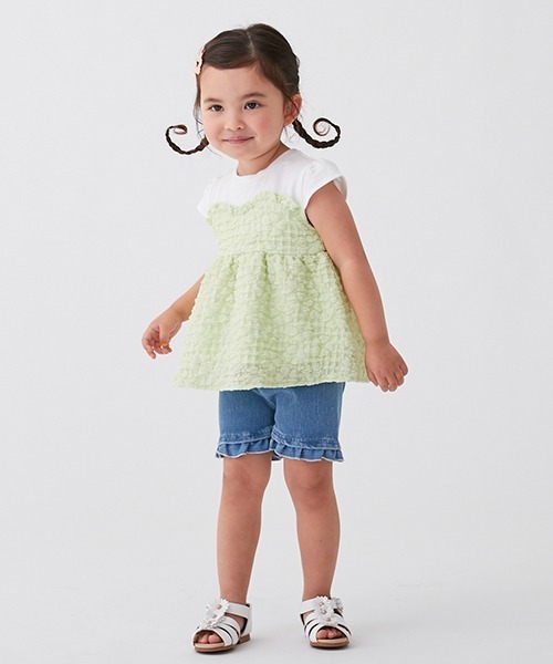 petit main（プティマイン）の「ぽこぽこキャミドッキングT（Tシャツ/カットソー・キッズ・ブラック/オフホワイト/ライトグリーン・110cm/100cm/120cm/90cm/130cm/80ｃｍ）」の15枚目の写真