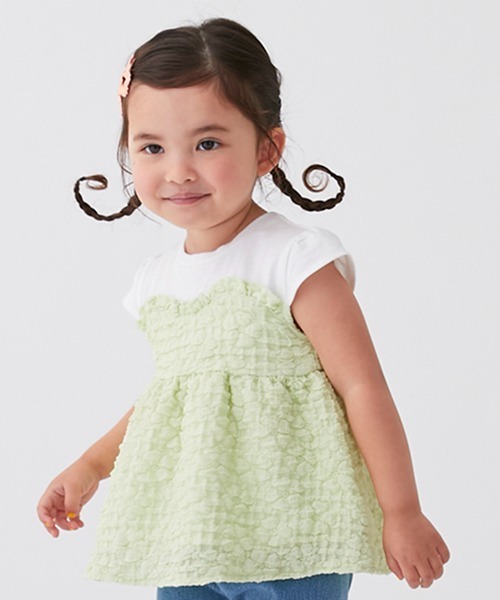 petit main（プティマイン）の「ぽこぽこキャミドッキングT（Tシャツ/カットソー・キッズ・ブラック/オフホワイト/ライトグリーン・110cm/100cm/120cm/90cm/130cm/80ｃｍ）」の13枚目の写真