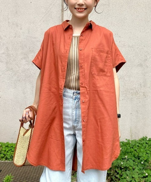 BACK NUMBER（バックナンバー）の「【BACK NUMBER】フレンチスリーブチュニック（チュニック・レディース・オレンジ/カーキブラウン/ネイビー・L/M）」の3枚目の写真