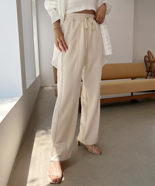 one after another NICE CLAUP（ワンアフターアナザーナイスクラップ）の「スウェットラインパンツ（スウェットパンツ・レディース・ラベンダー/アイボリー/杢グレー・FREE）」の2枚目の写真