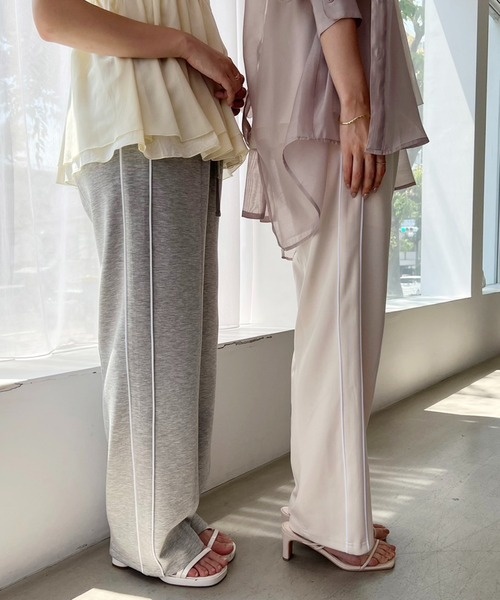 one after another NICE CLAUP（ワンアフターアナザーナイスクラップ）の「スウェットラインパンツ（スウェットパンツ・レディース・ラベンダー/アイボリー/杢グレー・FREE）」の16枚目の写真