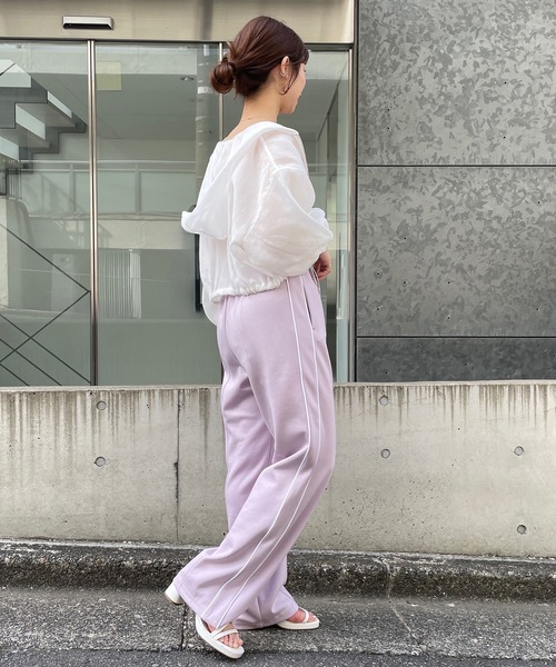 one after another NICE CLAUP（ワンアフターアナザーナイスクラップ）の「スウェットラインパンツ（スウェットパンツ・レディース・ラベンダー/アイボリー/杢グレー・FREE）」の13枚目の写真