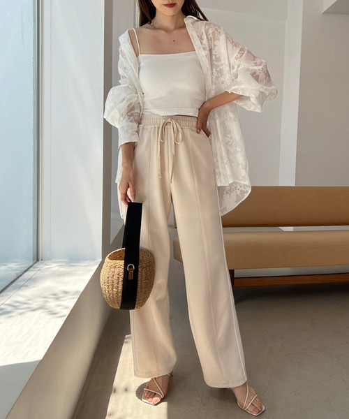 one after another NICE CLAUP（ワンアフターアナザーナイスクラップ）の「スウェットラインパンツ（スウェットパンツ・レディース・ラベンダー/アイボリー/杢グレー・FREE）」の4枚目の写真