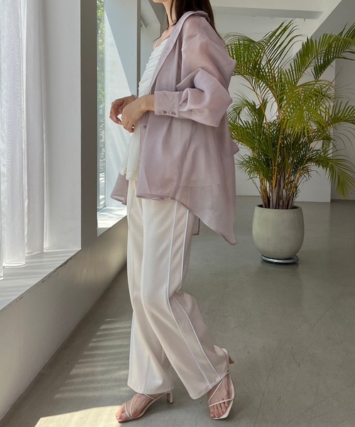 one after another NICE CLAUP（ワンアフターアナザーナイスクラップ）の「スウェットラインパンツ（スウェットパンツ・レディース・ラベンダー/アイボリー/杢グレー・FREE）」の9枚目の写真