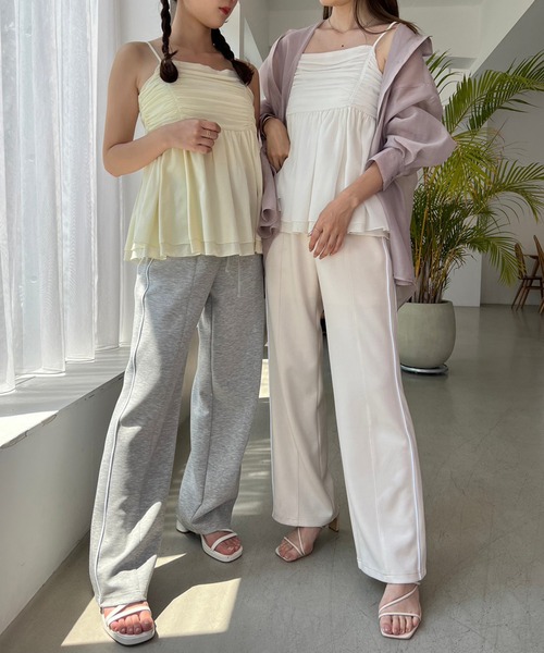 one after another NICE CLAUP（ワンアフターアナザーナイスクラップ）の「スウェットラインパンツ（スウェットパンツ・レディース・ラベンダー/アイボリー/杢グレー・FREE）」の14枚目の写真