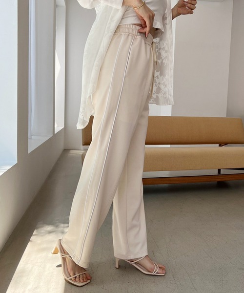 one after another NICE CLAUP（ワンアフターアナザーナイスクラップ）の「スウェットラインパンツ（スウェットパンツ・レディース・ラベンダー/アイボリー/杢グレー・FREE）」の7枚目の写真