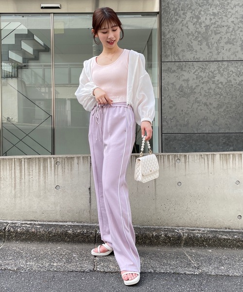 one after another NICE CLAUP（ワンアフターアナザーナイスクラップ）の「スウェットラインパンツ（スウェットパンツ・レディース・ラベンダー/アイボリー/杢グレー・FREE）」の12枚目の写真