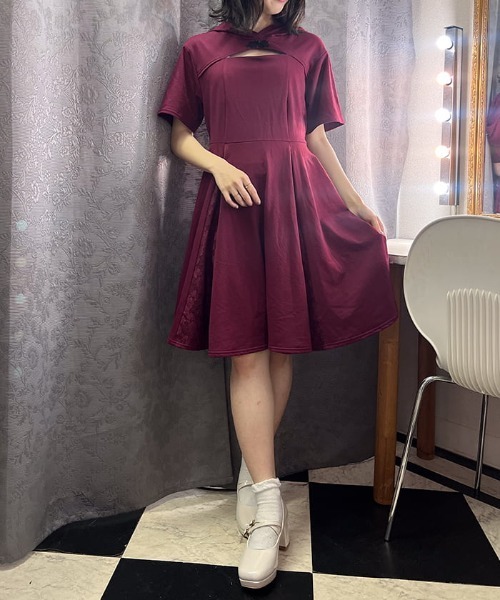 axes femme(アクシーズファム)の「カットアウトパーカーワンピース(ワンピース・レディース・ラベンダー/レッド/ブラック・FREE)」の3枚目の写真