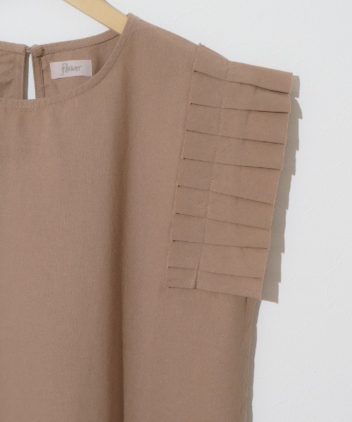 flower（フラワー）の「ショルダープリーツトップ（Tシャツ/カットソー・レディース・ブラウン/アイボリー・FREE）」の8枚目の写真