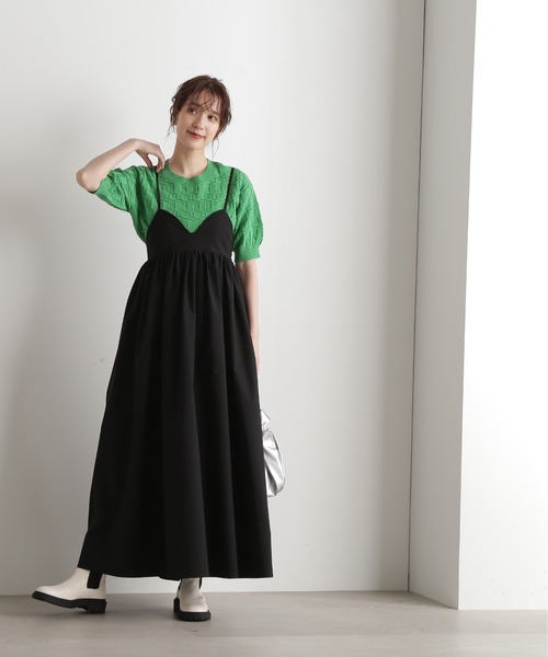 N.（N. Natural Beauty Basic）（エヌエヌナチュラルビューティーベーシック）の「◆ブロック編みショートニット（ニット/セーター・レディース・グリーン/ブラック/ワイン・MEDIUM）」の16枚目の写真