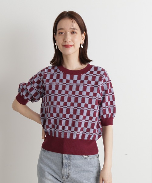 N.（N. Natural Beauty Basic）（エヌエヌナチュラルビューティーベーシック）の「◆ブロック編みショートニット（ニット/セーター・レディース・グリーン/ブラック/ワイン・MEDIUM）」の20枚目の写真