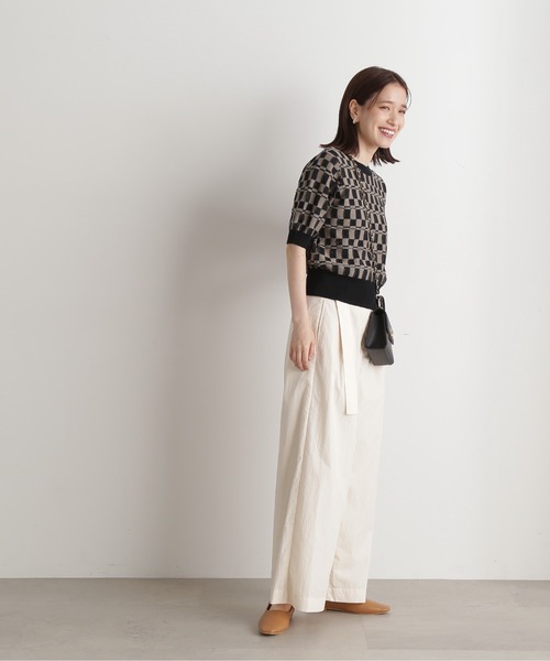 N.（N. Natural Beauty Basic）（エヌエヌナチュラルビューティーベーシック）の「◆ブロック編みショートニット（ニット/セーター・レディース・グリーン/ブラック/ワイン・MEDIUM）」の4枚目の写真