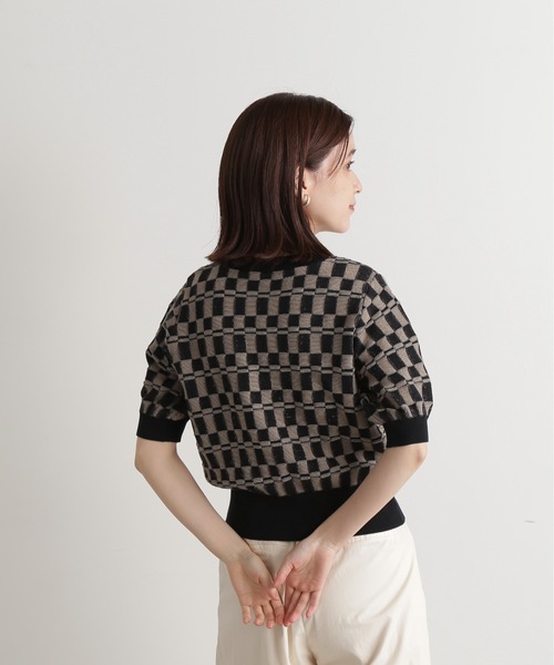 N.（N. Natural Beauty Basic）（エヌエヌナチュラルビューティーベーシック）の「◆ブロック編みショートニット（ニット/セーター・レディース・グリーン/ブラック/ワイン・MEDIUM）」の10枚目の写真