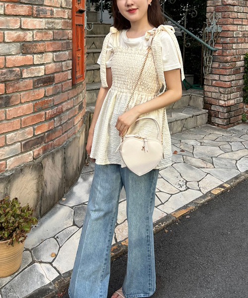 one after another NICE CLAUP(ワンアフターアナザーナイスクラップ)の「NCエンブレムハートショルダーバッグ(ショルダーバッグ・レディース・アイボリー/ピンク/ブラック・FREE)」の6枚目の写真