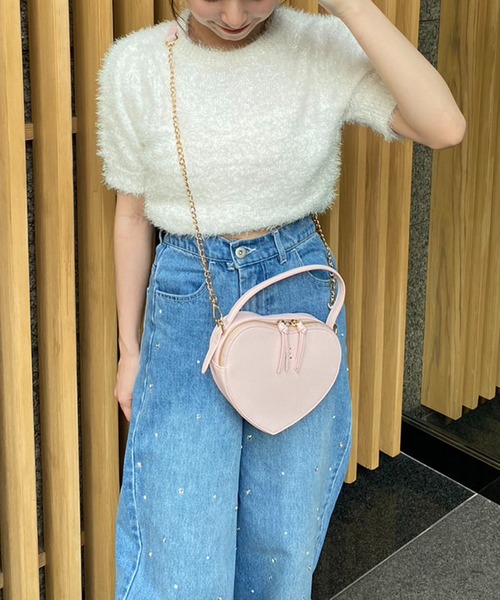 one after another NICE CLAUP(ワンアフターアナザーナイスクラップ)の「NCエンブレムハートショルダーバッグ(ショルダーバッグ・レディース・アイボリー/ピンク/ブラック・FREE)」の7枚目の写真