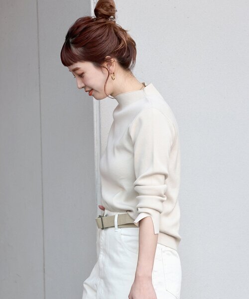 B.C STOCK（ベーセーストック）の「ソウバリ長袖ハイゲージニット（ニット/セーター・レディース・ブラック/グリーン/アイボリー/ネイビー・FREE）」の12枚目の写真