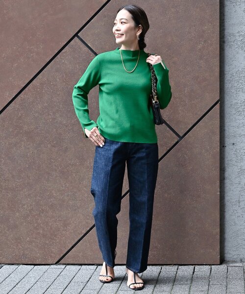 B.C STOCK（ベーセーストック）の「ソウバリ長袖ハイゲージニット（ニット/セーター・レディース・ブラック/グリーン/アイボリー/ネイビー・FREE）」の22枚目の写真