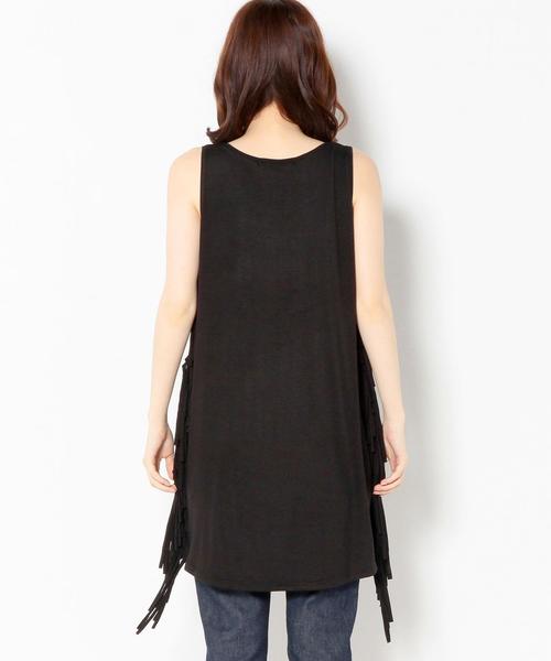 Another Edition（アナザーエディション）の「サイドフリンジタンクチュニック/AEBC SIDEフリンジTANK TUNIC（チュニック・レディース・ブラック/ライトグレー・フリー）」の11枚目の写真