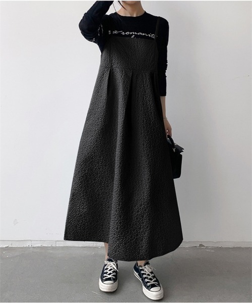 Ritzy(リッツィー)の「ぽこぽこ ジャガードキャミソールワンピース(ワンピース・レディース・ブラック/ベージュ/ネイビー・M/L)」の13枚目の写真