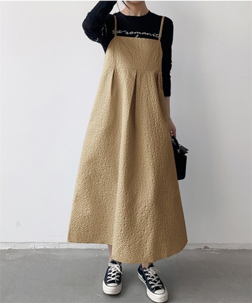 Ritzy(リッツィー)の「ぽこぽこ ジャガードキャミソールワンピース(ワンピース・レディース・ブラック/ベージュ/ネイビー・M/L)」の18枚目の写真