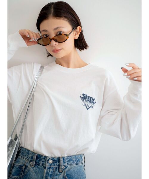 Russell Athletic（ラッセルアスレティック）の「RUSSELL別注 ロゴロングスリーブTee（Tシャツ/カットソー・レディース・ボルドー/ライトグレー/オフホワイト・FREE）」の5枚目の写真