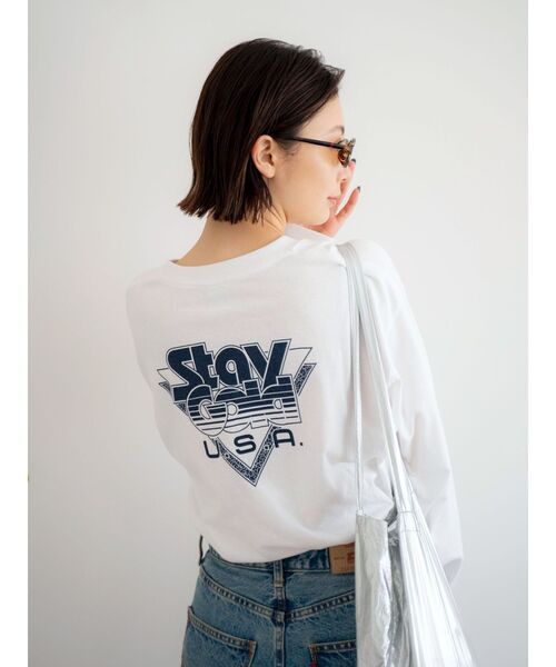 Russell Athletic（ラッセルアスレティック）の「RUSSELL別注 ロゴロングスリーブTee（Tシャツ/カットソー・レディース・ボルドー/ライトグレー/オフホワイト・FREE）」の10枚目の写真