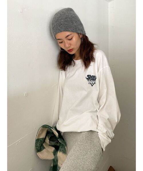 Russell Athletic（ラッセルアスレティック）の「RUSSELL別注 ロゴロングスリーブTee（Tシャツ/カットソー・レディース・ボルドー/ライトグレー/オフホワイト・FREE）」の14枚目の写真