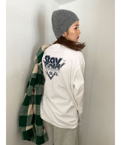 Russell Athletic（ラッセルアスレティック）の「RUSSELL別注 ロゴロングスリーブTee（Tシャツ/カットソー・レディース・ボルドー/ライトグレー/オフホワイト・FREE）」の16枚目の写真