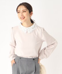 index | 取り外し可能!華やぎレース衿トップス【洗濯機洗い可】(Tシャツ/カットソー)