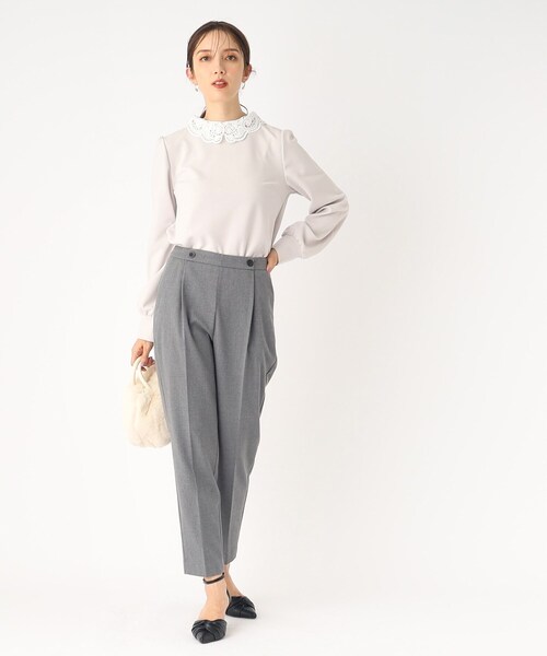 index(インデックス)の「◆取り外し2way レース衿トップス【洗濯機洗い可】(Tシャツ/カットソー・レディース・ブルー/ライトグレー/ブラック・36/38/42/40)」の5枚目の写真