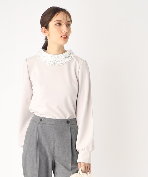 index(インデックス)の「◆取り外し2way レース衿トップス【洗濯機洗い可】(Tシャツ/カットソー・レディース・ブルー/ライトグレー/ブラック・36/38/42/40)」の6枚目の写真