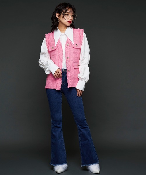 Narcissus（ナルシス）の「【WEBSTORE 限定商品】ツイードベスト（ベスト・レディース・ピンク/グリーン・FREE）」の5枚目の写真