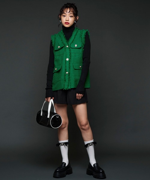 Narcissus（ナルシス）の「【WEBSTORE 限定商品】ツイードベスト（ベスト・レディース・ピンク/グリーン・FREE）」の3枚目の写真